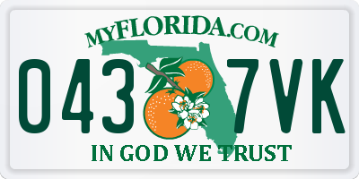 FL license plate 0437VK