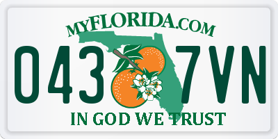 FL license plate 0437VN