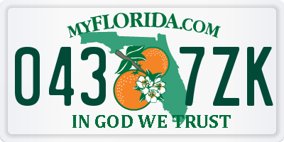 FL license plate 0437ZK
