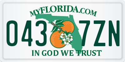 FL license plate 0437ZN
