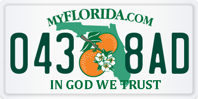 FL license plate 0438AD