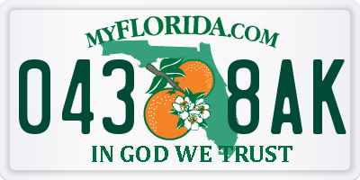 FL license plate 0438AK