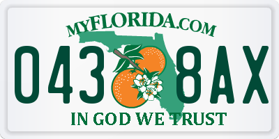 FL license plate 0438AX