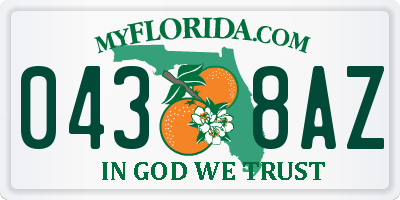 FL license plate 0438AZ
