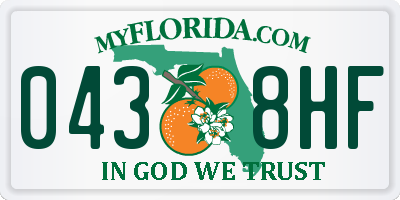 FL license plate 0438HF