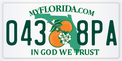 FL license plate 0438PA