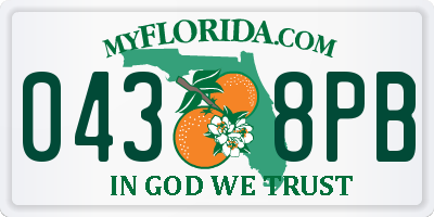 FL license plate 0438PB