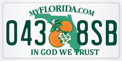 FL license plate 0438SB