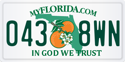 FL license plate 0438WN