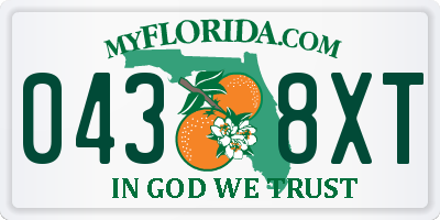 FL license plate 0438XT
