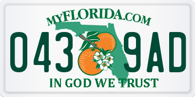 FL license plate 0439AD