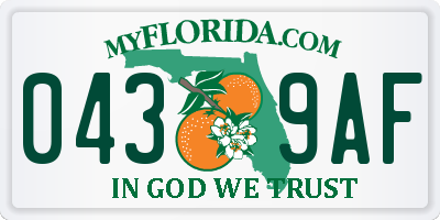 FL license plate 0439AF