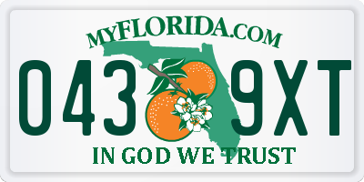FL license plate 0439XT