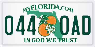 FL license plate 0440AD