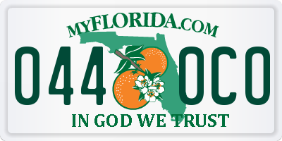 FL license plate 0440CO