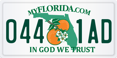 FL license plate 0441AD