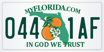 FL license plate 0441AF