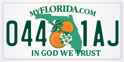 FL license plate 0441AJ