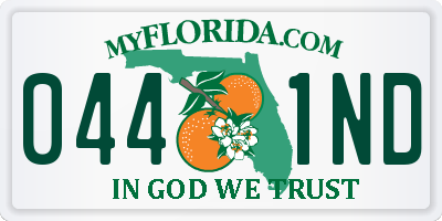 FL license plate 0441ND