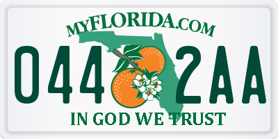 FL license plate 0442AA