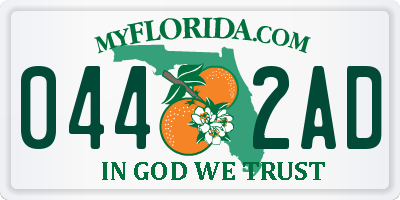 FL license plate 0442AD