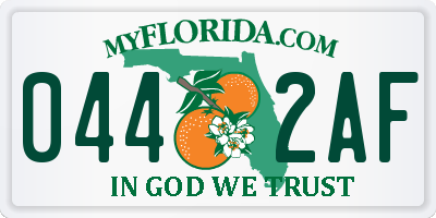 FL license plate 0442AF