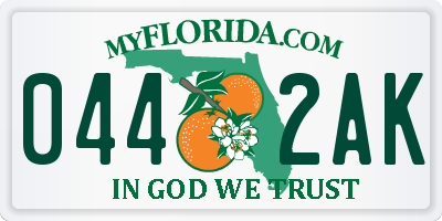 FL license plate 0442AK