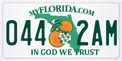 FL license plate 0442AM