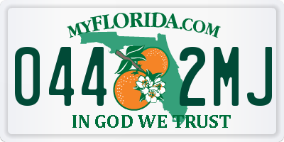 FL license plate 0442MJ