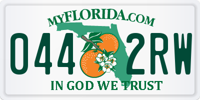 FL license plate 0442RW