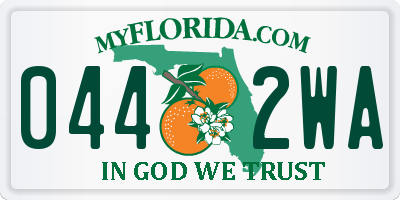 FL license plate 0442WA