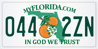 FL license plate 0442ZN
