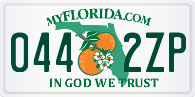 FL license plate 0442ZP