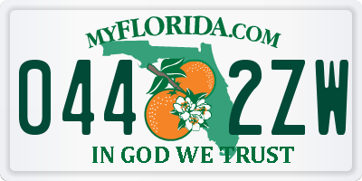 FL license plate 0442ZW