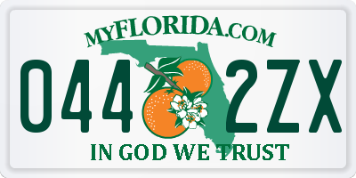 FL license plate 0442ZX