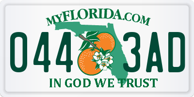 FL license plate 0443AD