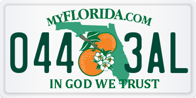 FL license plate 0443AL