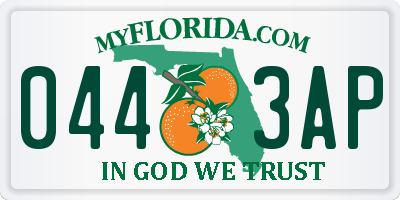 FL license plate 0443AP