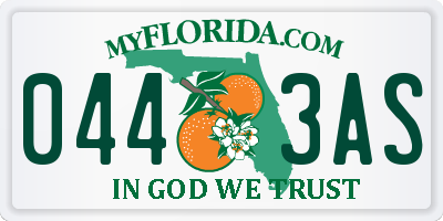 FL license plate 0443AS