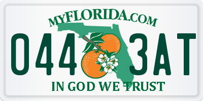 FL license plate 0443AT