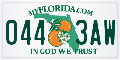 FL license plate 0443AW