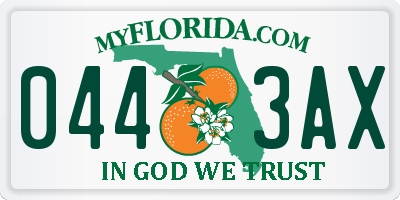 FL license plate 0443AX