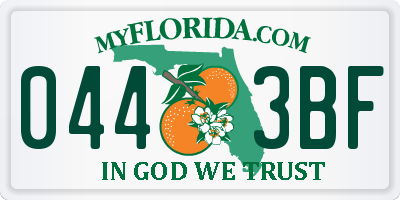 FL license plate 0443BF