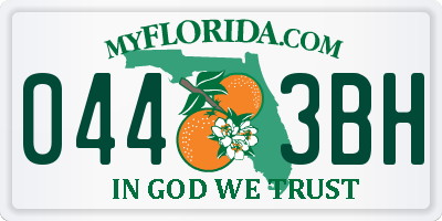 FL license plate 0443BH