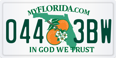 FL license plate 0443BW