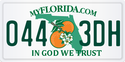 FL license plate 0443DH