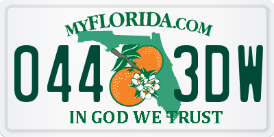 FL license plate 0443DW
