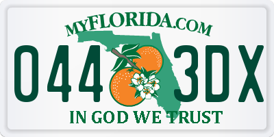 FL license plate 0443DX