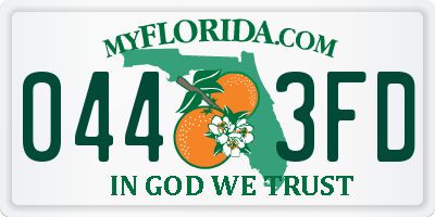 FL license plate 0443FD