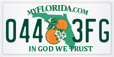 FL license plate 0443FG